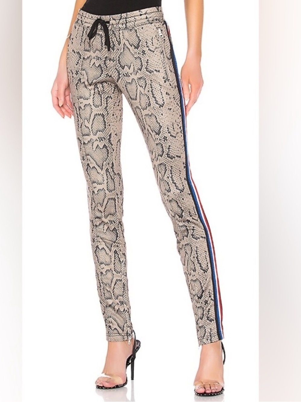 Pam & Gela Petite Snake Print Cigarette Track Pant Zippers stripes - Picture 10 of 10